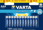 LR03 ALKÁLI AAA MIKRO ceruzaelem 1,26Ah 1,5V 12db-os Varta ew01741